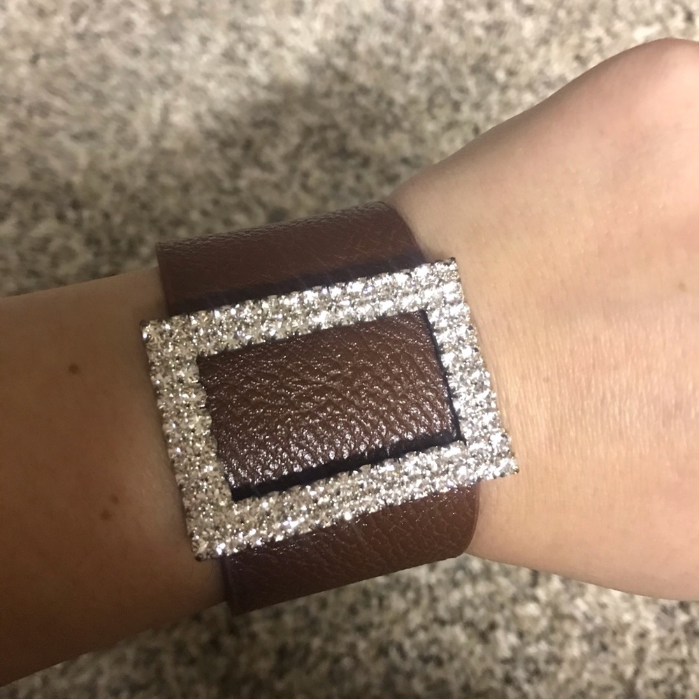 Wrap faux leather bracelet with rhinestones NEW